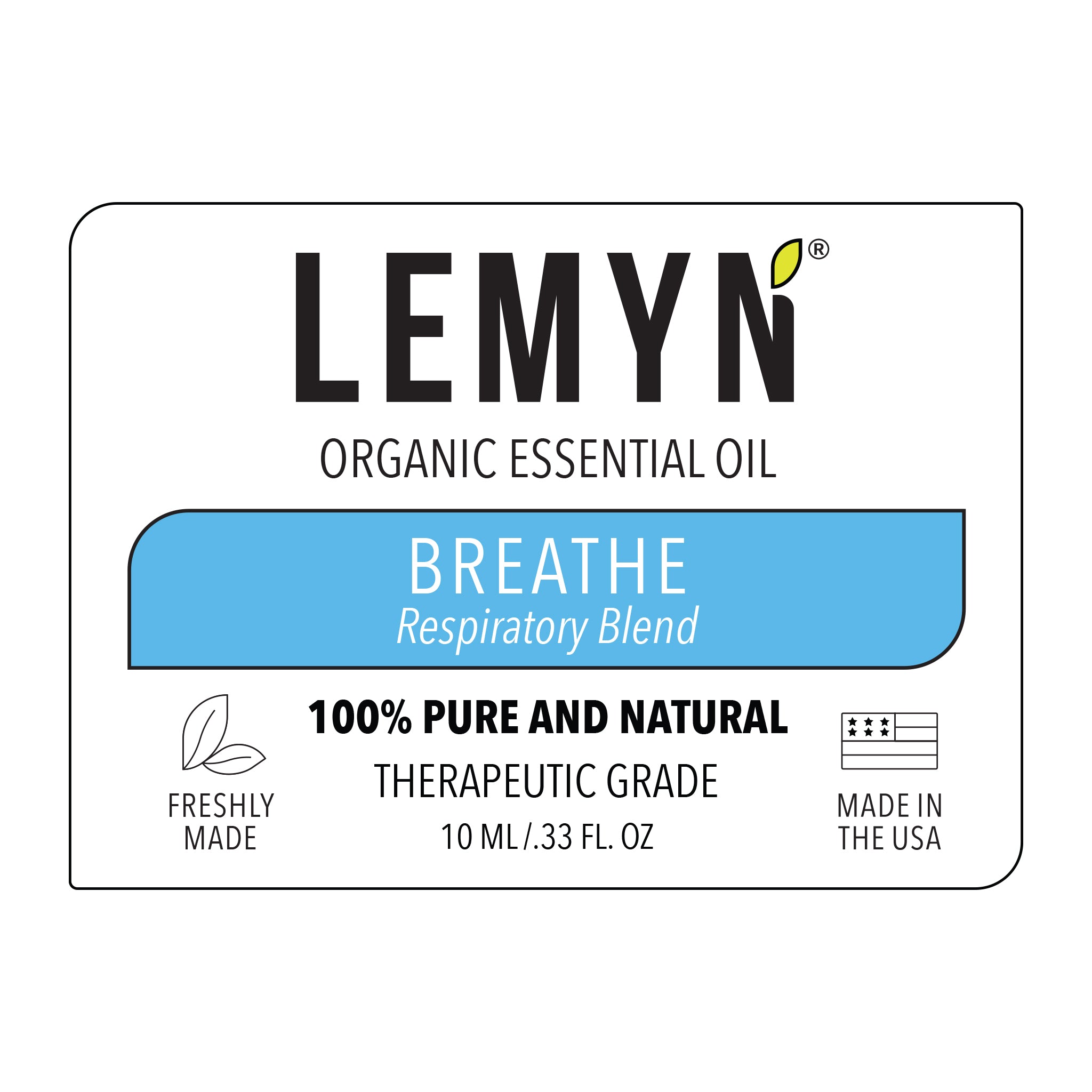 Breathe Organic Essential Oil Blend Undiluted 100% Pure for Diffuser