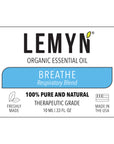 Breathe Organic Essential Oil Blend Undiluted 100% Pure for Diffuser